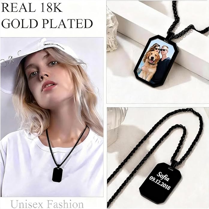 CLYLIFE Picture Necklace Personalized Photo,Custom Disc/Heart Pendant for Men Women Dad Mom Customized Necklace with Chain Photos Memorial Gifts for Mother's Day, Birthday, Anniversary