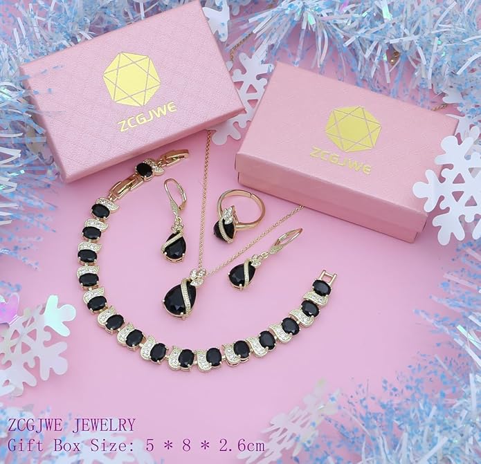 ZCGJWE Wedding Jewelry Set for Women Gem Necklace Earrings Bracelet Luxury Jewelry Set Birthday Valentine's Day Mother's Day Christmas Prom Jewelry Gift
