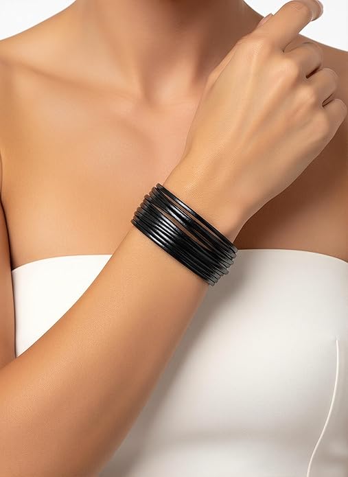 Edoneery Leather Wrap Bracelet for Women, Boho Handmade Multi-Layer Cuff with Crystal Beads Heart, Stackable Bangle Western Jewelry Gift