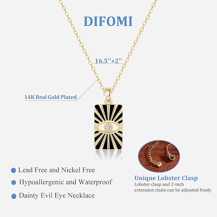 Evil Eye Necklace for Women,Dainty 14K Gold/Sterling Silver Plated Evil Eye Pendant Necklace Tiny Boho CZ Diamond Necklace Cute Trendy Lucky Protection Jewelry Gift for Women