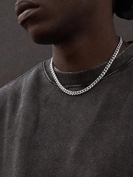 ChainsHouse Miami Cuban Link Chain Necklace for Men, 4.8mm/6mm/10mm/14mm Width, 14K Gold Plated/Stainless Steel/Black Mens Chunky Hip Hop Necklace Curb Chains, 14"-30" Length, Come Gift Box