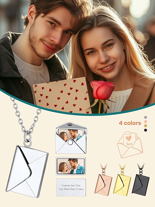 Supcare Locket Necklace That Holds Pictures-Engraved Photo Pendant Custom Jewellery Gifts for Men Women (with Jewellery Gift Box)