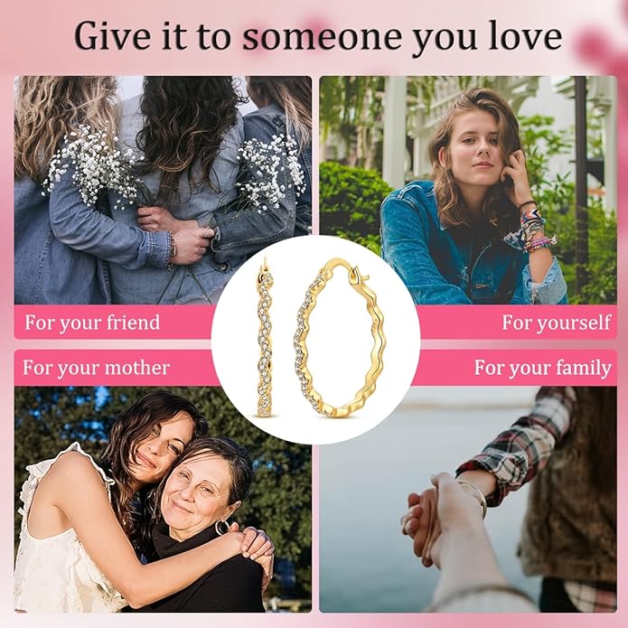 NARMO 925 Sterling Silver Hoop Earrings for Women Hypoallergenic Lightweight Simple Huggie Hoop Earrings Twisted Hoop Earrings Colorful Cubic Zirconia Hoop Earrings Rainbow Hoop Earrings