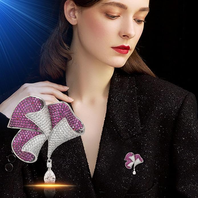 Flower Brooch Pin - Rhinestone Flower Pin 18k Gold Plated - Thanksgiving Day, Birthday, Wedding Gifts for Mom, Wife