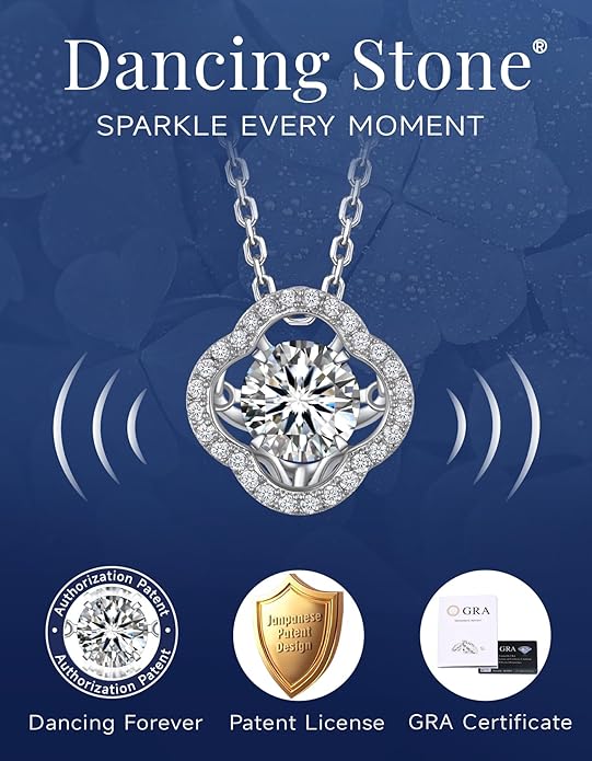 MomentWish Necklace for Women, Sparkling Gift for Her, 1Carat Moissanite Heart Pendent for Her, 925 Sterling Silver Dance Necklace for Anniversary Christmas Valentines