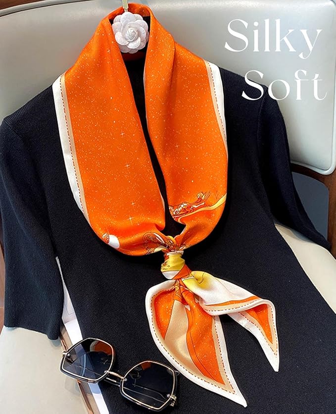 Dailyacc Hair Scarf for Women Fashion Silky Satin Headscarf Wrap Breathable Lightweight Neck Scarves For Handbag