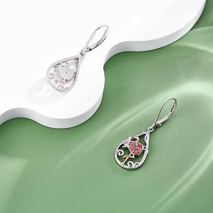 Animal Earrings 925 Sterling Silver Dangle Earrings Leverback Earrings Animal Jewelry for Women