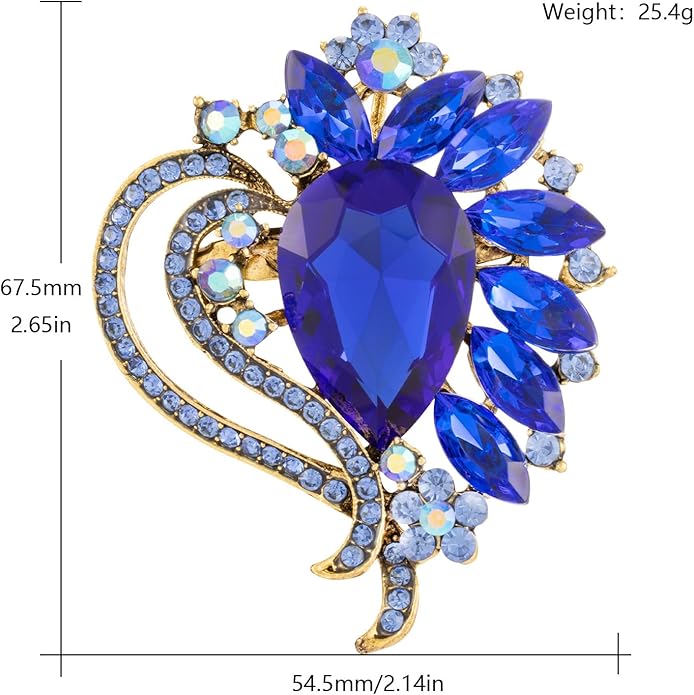 LAXPICOL Vintage Austrian Crystal Elegant Heart Flower Brooch Pin For Women Wedding Broach Pin