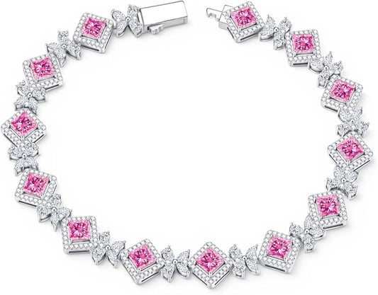 Iefil Tennis Bracelets for Women - 925 Sterling Silver Birthstone Tennis Bracelet, Anniversary Birthday Gifts, Birthstone Jewelry for Women Wife Mom Daughter