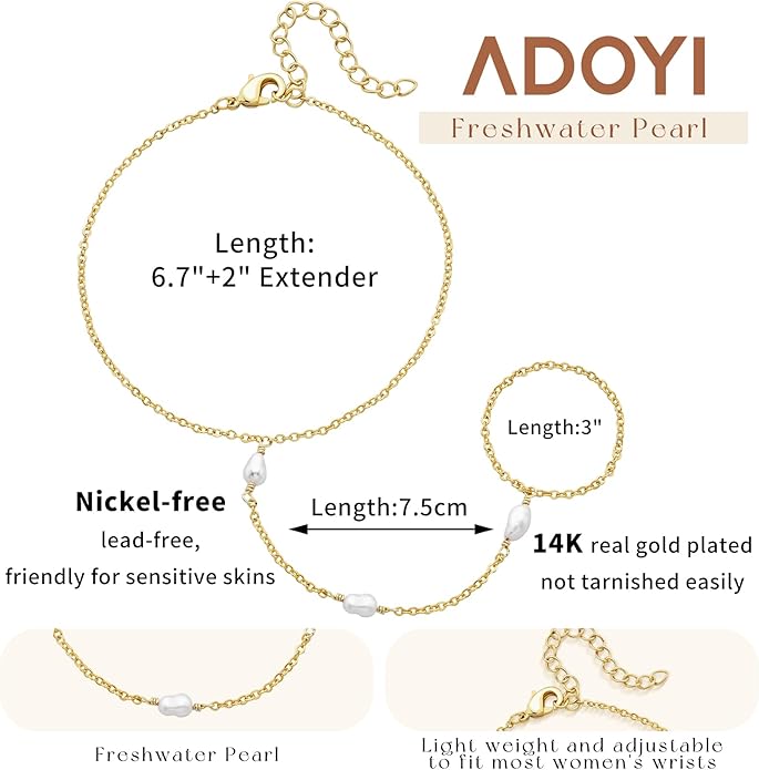 adoyi Gold Bracelets for Women, 14K Gold Plated Stackable Bracelet Stack Set Adjustable Charm Paperclip Chain Cuban Link Layered Waterproof Jewelry Sets Gifts for Womens 6.0/6.8/7.2"