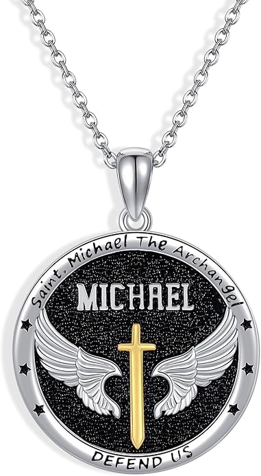 YAFEINI Archangel Michael Necklace For Women Men 925 Sterling Silver Vintage St Michael Pendant Necklace Jewelry With Gifts Box