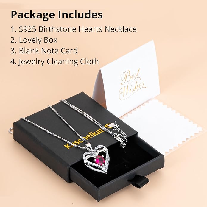 Kuschelkatze Entwined Souls Necklace - Sterling Silver Double Heart Pendant | Engraved 'I Love You Always and Forever' | Gift for Couples, Anniversary, Wedding