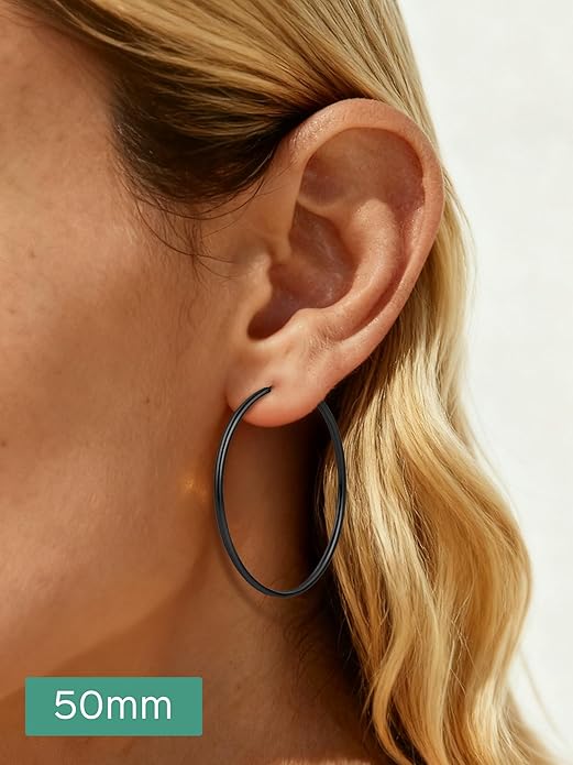 ChicSilver Hypoallergenic 925 Sterling Silver Hoop Earrings for Women, Lightweight Large Gold Plated Hoop Earrings, Endless Hoops Earring 20/30/40/50/60/70MM