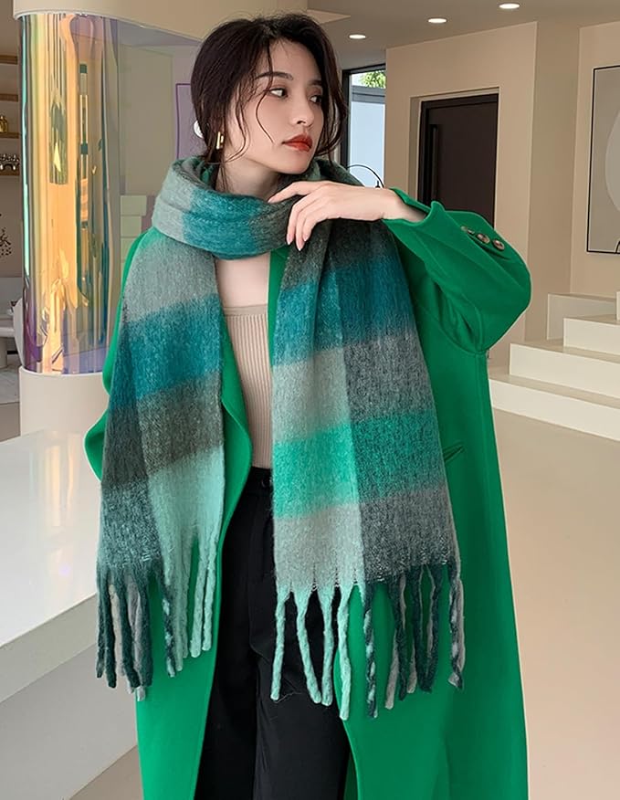 Wander Agio Winter Women Warm Scarf Long Shawl Large Scarves Cold Weather Thick Blanket Scarfs Colorful Plaid