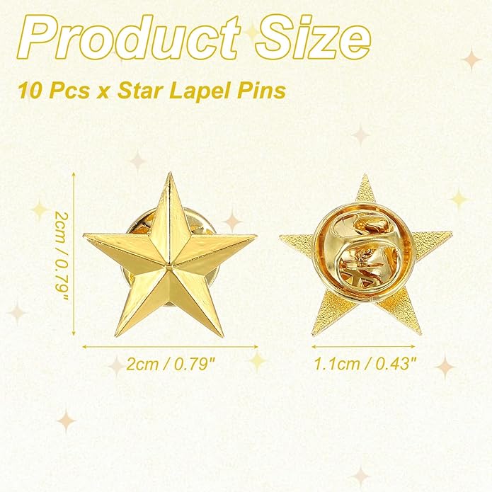 uxcell Star Lapel Pins, Award Pins Star Badge for Men Women Backpacks Hats Jackets Costume Accessories Gifts
