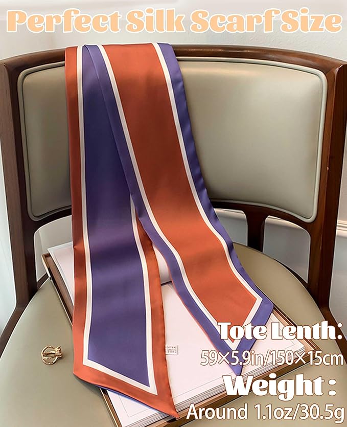 kcctoo 59" Mulberry Silk Like Head Scarf Women's Fashion Square Neck Satin Scarfs for Bag Hair Scarves Gift 59 * 5.9”