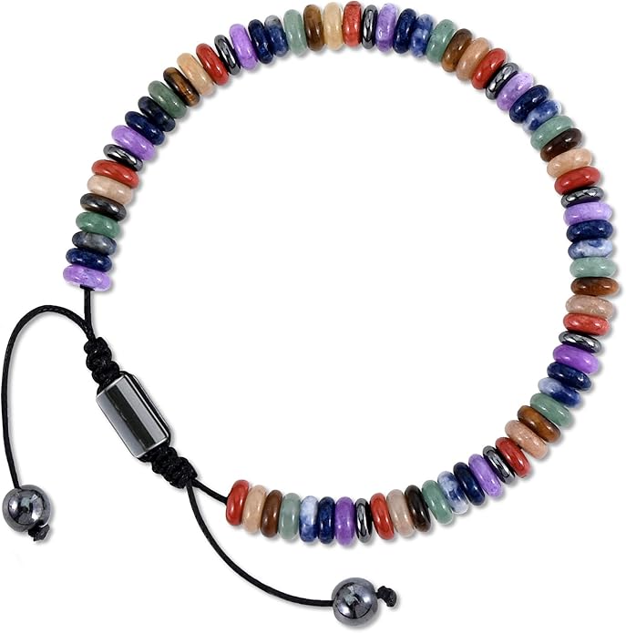 VIBILIA Healing Crystal Bracelets Beaded Bracelets for Men Women Natural Stone Adjustable Bracelets Unique Gifts for Father Son Grandfather Brother Friend