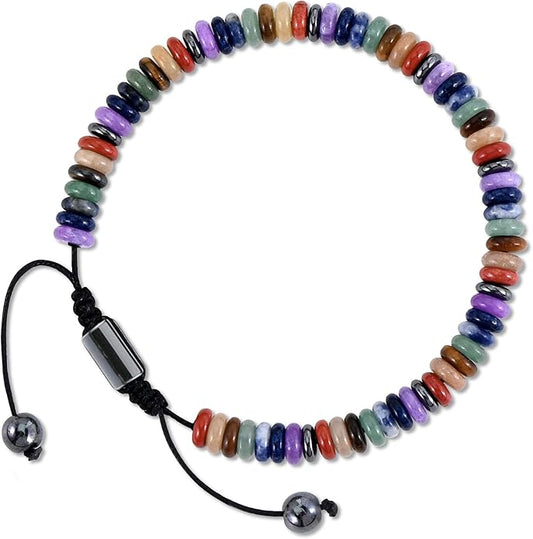 VIBILIA Healing Crystal Bracelets Beaded Bracelets for Men Women Natural Stone Adjustable Bracelets Unique Gifts for Father Son Grandfather Brother Friend