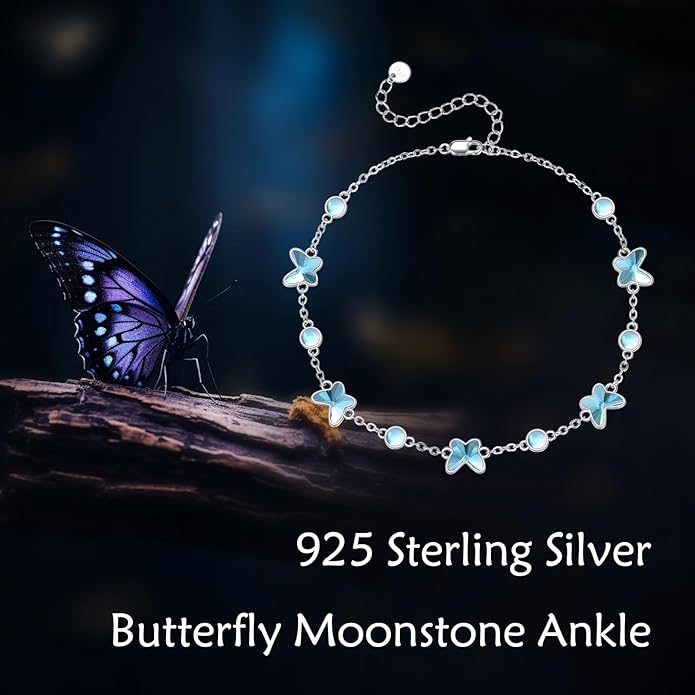 CRMAD 925 Sterling Silver Daisy/Sunflower Moonstone Anklet Daisy Flower Ankle Bracelet for Women Beach Dainty Jewelry