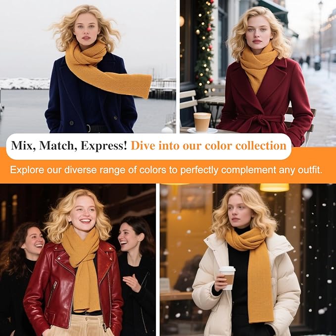 NUOHEMULE Luxury 100% Cashmere Scarf for Women & Men, 59''x10'' Extra Warm Winter Scarf, Blanket Scarves in Premium Gift Box