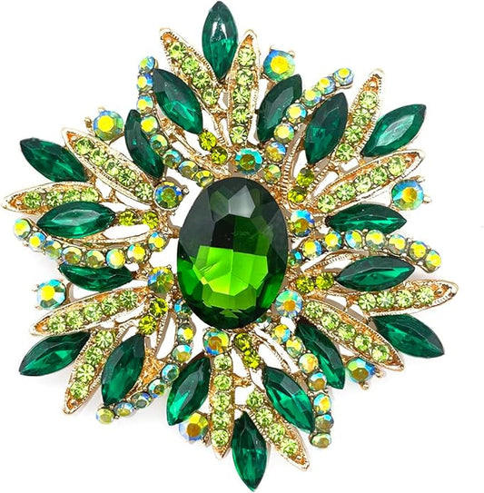 YOQUCOL Sunflower Shape Crystal Big Large Heavy Brooch Pin Rhinestone Scarf Decoration Corsage Cloth Pin for Women Girls