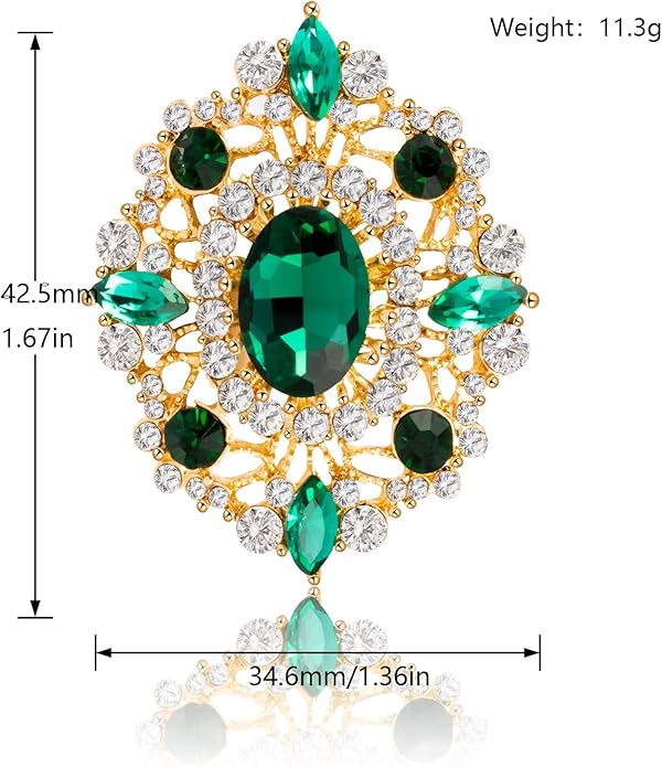LAXPICOL Vintage Clear Austrian Crystal Brooch Pin for Women Elegant Wedding Bridal Brooches Broach Pin 1.69"*1.39"
