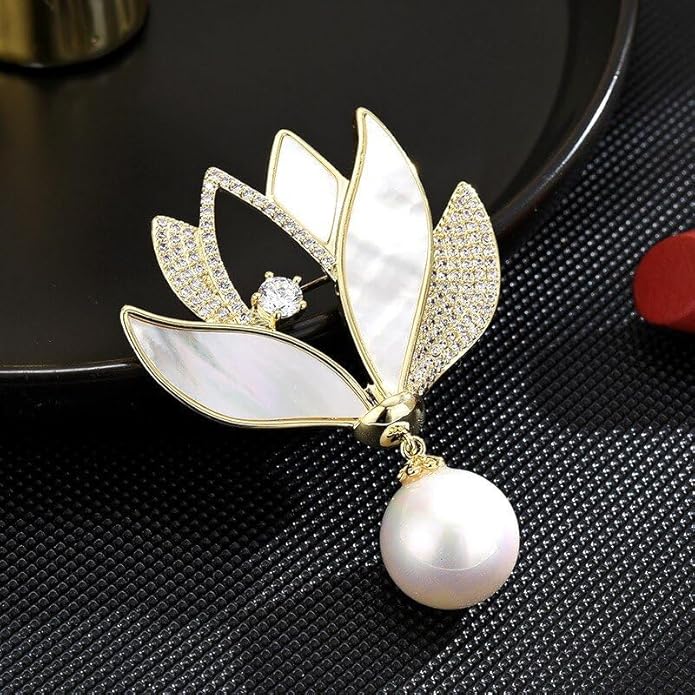 Flower Brooch Pin - Rhinestone Flower Pin 18k Gold Plated - Thanksgiving Day, Birthday, Wedding Gifts for Mom, Wife