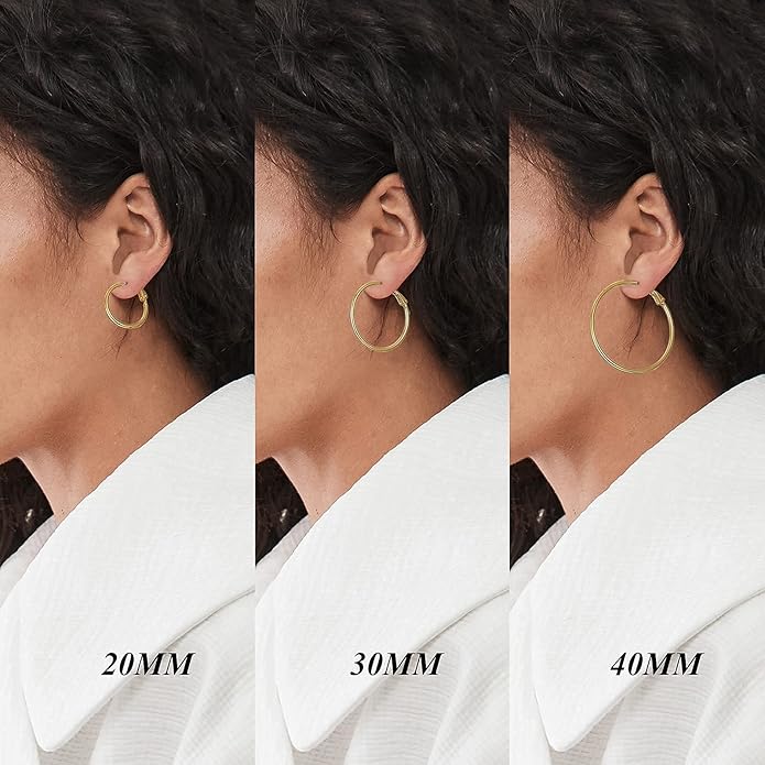 Big Gold Hoop Earrings for Women Hypoallergenic 925 Sterling Silver Post Thin Loop 14K Gold Plated Hoop Earrings Set for Women, 3 Pairs
