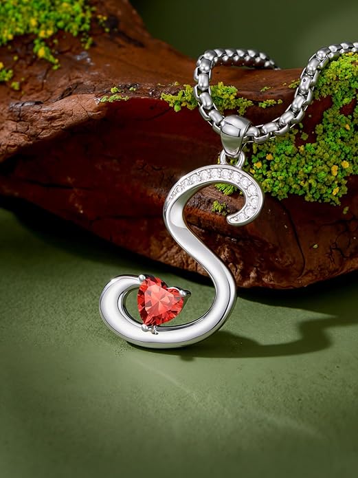 Christmas Gifts for Women Alphabet A to Z Initial Birthstone Pendant Necklaces for Women - 18k White Gold Plated Personalized Name Jewelry Valentine Mothers Day Birthday Gifts for Women Her Girlfriend
