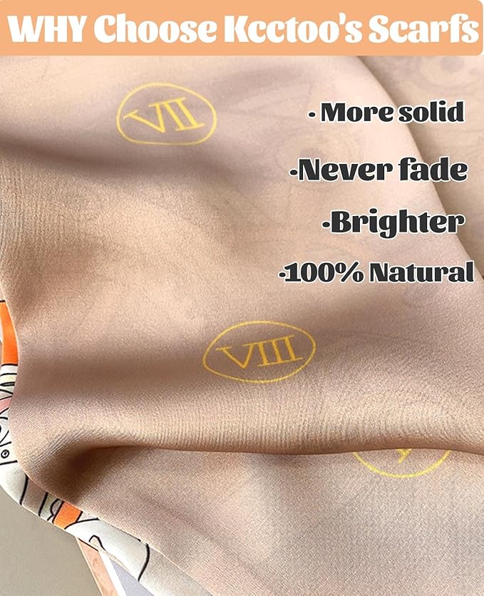 kcctoo 59" Mulberry Silk Like Head Scarf Women's Fashion Square Neck Satin Scarfs for Bag Hair Scarves Gift 59 * 5.9”