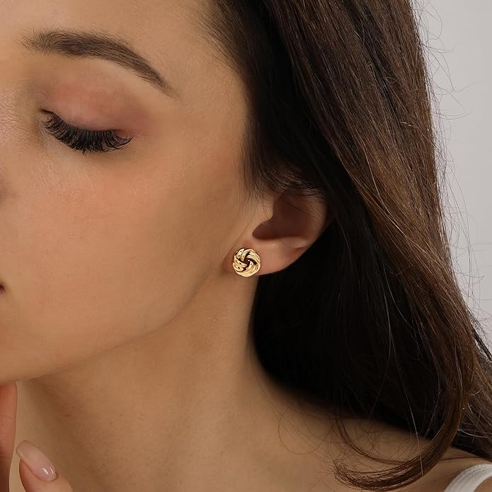 NIXMAX Chunky Small Knot Earrings Gold Silver Geometric Earrings for Women Dainty Gold and Silver Plated Dangle Drop Earrings Hypoallergenic and Lightweight Fashion Trendy Jewelry Gifts