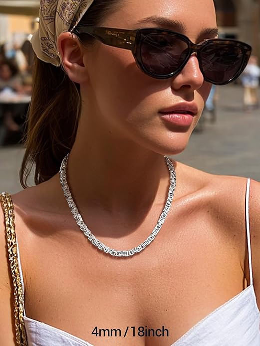 PROSTEEL 4MM/6MM/8MM Stainless Steel Necklace for Men Women, Stylish and Cool, Byzantine Chain Black Gold Silver Tone, 18-30 Inches, Come Gift Box
