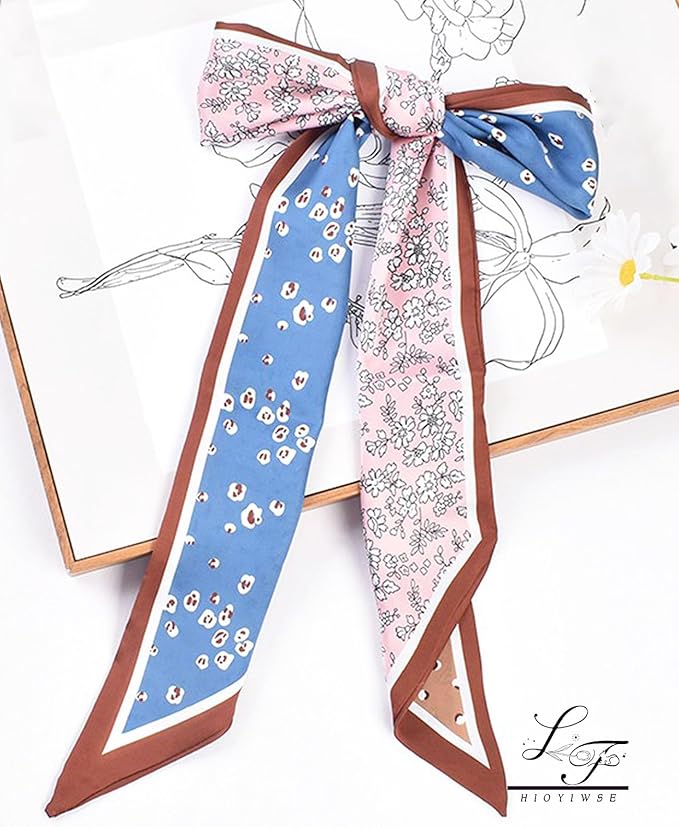 Hioyiwse Head Scarf Hair Neck Scarves For Women Purse Bag Scarfs For Handbags Silky Long Thin Satin Headscarf Fashion