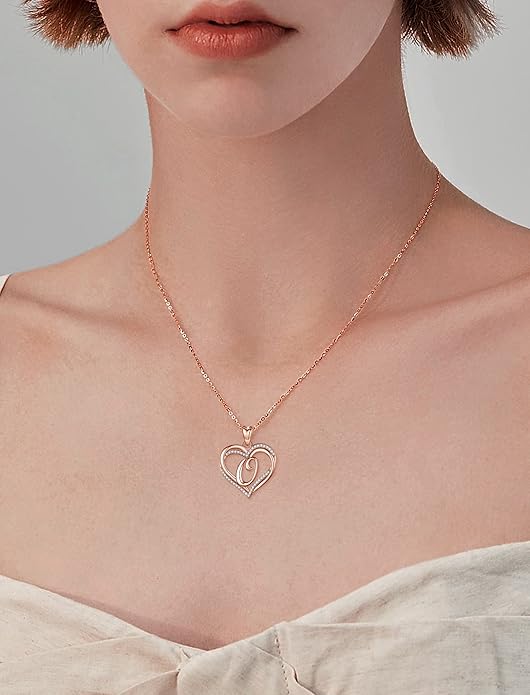INFUSEU Unique Initial Necklaces for Women Girls Small Heart Letter Jewelry, Meaningful Personalized Gifts