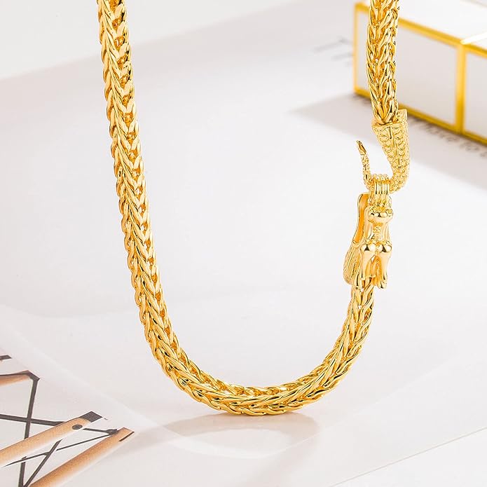 Dankadi Men 925 Sterling Silver Dragon Necklace Vintage 5MM 20 "22" 24 "26" Franco Link Curb Chain Choker Fashion Punk Gold Fine Jewelry Gift