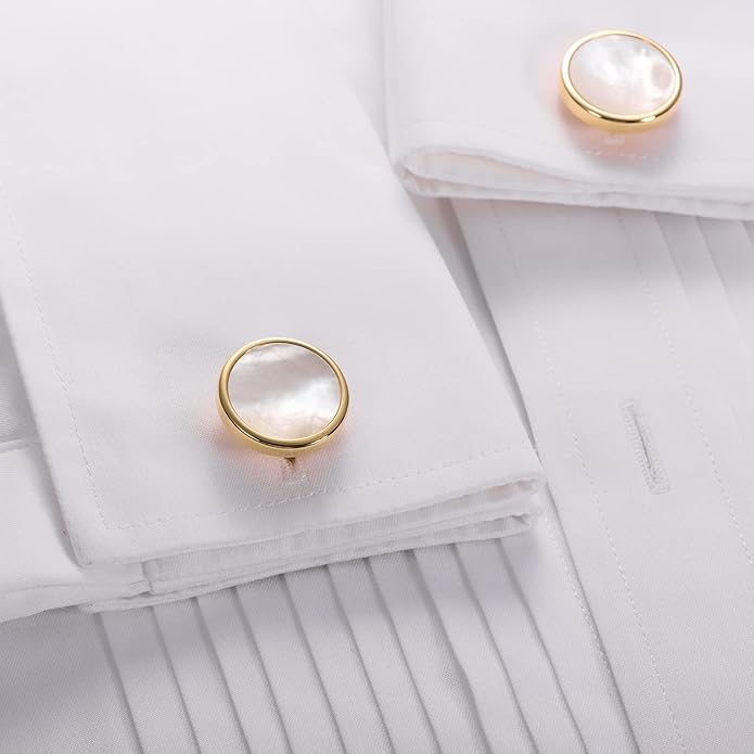HAWSON Fashion Mother-of-Pearl Tuxedo Shirt Button and Cufflink Set, Specially Designed for Wedding Business