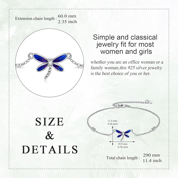 925 Sterling Silver Anklet for Women Dragonfly/Butterfly/Sea Turtles/Mermaid/Infinity/Hamsa Hand Adjustable Chain Ankle Bracelets Jewelry