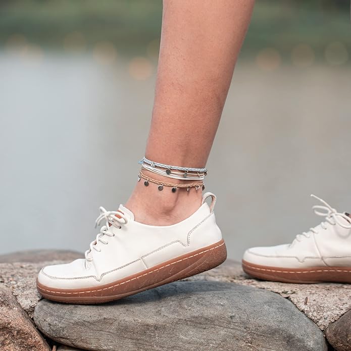 FANCY SHINY String Ankle Bracelets Waterproof Rope Anklets Braided Beach Boho Coin Anklets Cute Friendship Foot Jewelry for Women