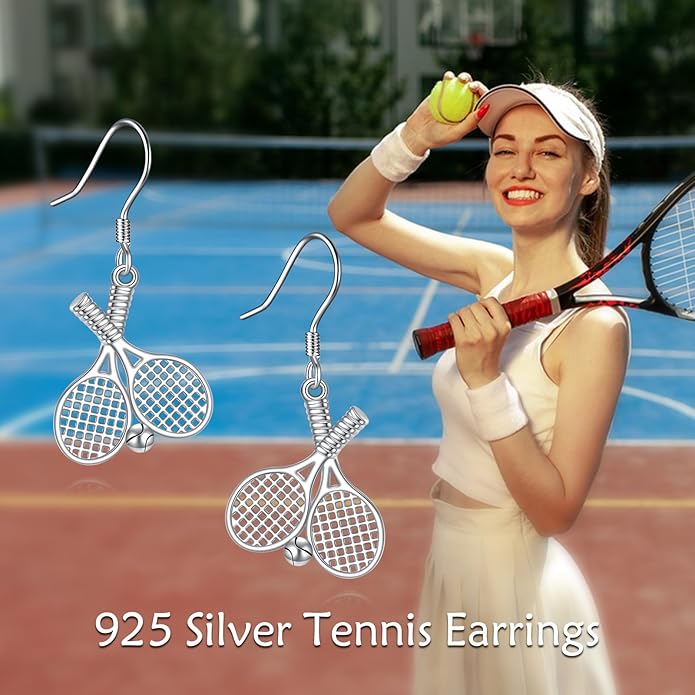 Pickleball/Tennis/Soccer/Volleyball/Golf/Hockey/Basketball Earrings for Women 925 Sterling Sliver Sports Ball Earrings Pickle Ball Dangle Earrings Pickleball Jewelry Gifts for Women Lover