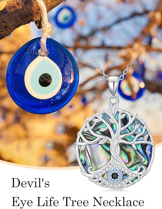 WINNICACA Sterling Silver Evil Eye Necklace Protection Crystal Pendant for Women Good Luck Vintage Evil Eye Pendant Jewelry Birthday Gifts for Women Friend Female