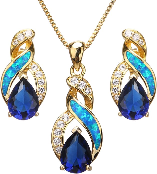 Hermosa Jewelry Sets Australian Created Opal Necklace Earrings Mother's Day Gifts Jewelry for Mom