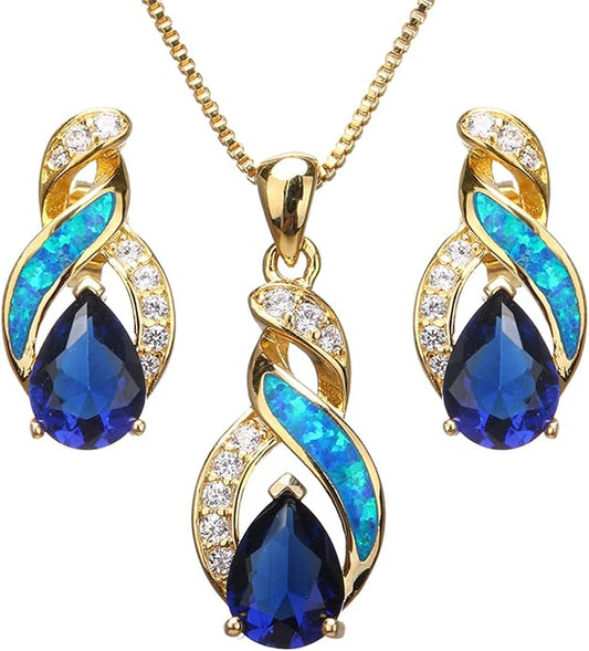 Hermosa Jewelry Sets Australian Created Opal Necklace Earrings Mother's Day Gifts Jewelry for Mom