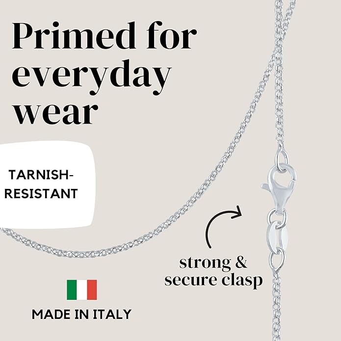 KISPER Solid 925 Sterling Silver Chain Necklace for Women Thin & Secure - Italian 1.6mm Diamond Cut Cable Link with Lobster Clasp - Made in Italy (16-30 Inch)