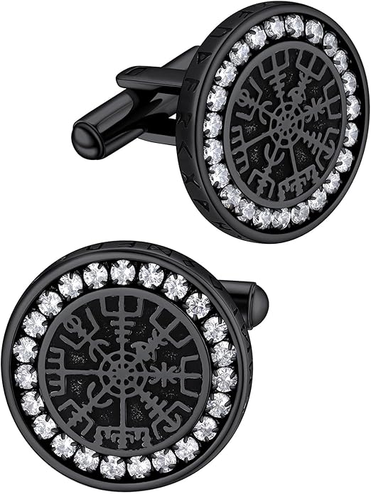 FaithHeart Mens Cufflinks, Norse Viking Tuxedo Shirt Cuff Links, Stainless Steel Cuff Links and Shirt Studs, Gift Box