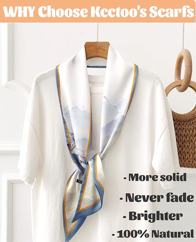 kcctoo 59" Mulberry Silk Like Head Scarf Women's Fashion Square Neck Satin Scarfs for Bag Hair Scarves Gift 59 * 5.9”