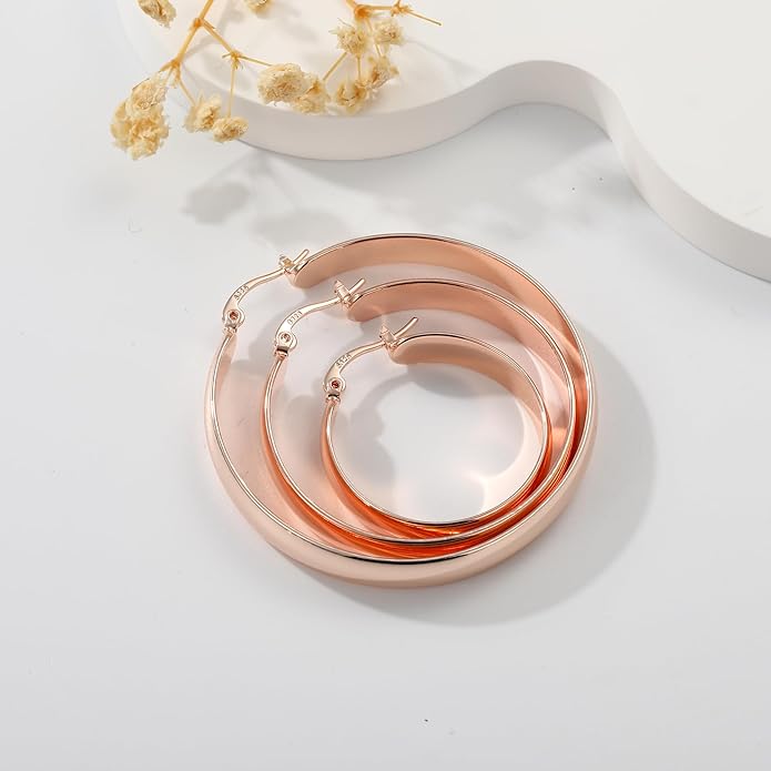 8mm Thick 925 Sterling Silver Hoops Earrings for Women 14K Real Gold Large Hoop Earrings Hypoallergenic and Lightweight Big Hoop Earrings for Women 20/30/40/50/60/70MM