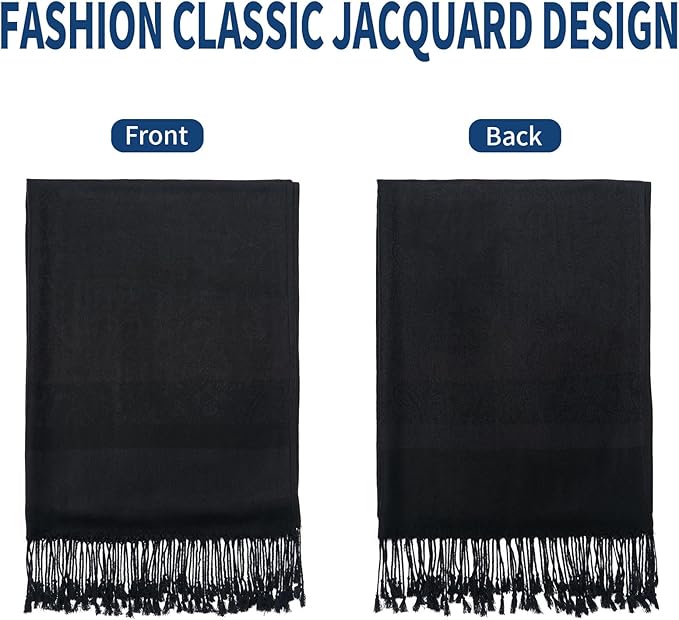 QIUTIMIY Paisley Pashmina Shawl Wrap Women Reversible Vintage Jacquard Pashmina Rave Scarf with Fringe for Evening, Wedding