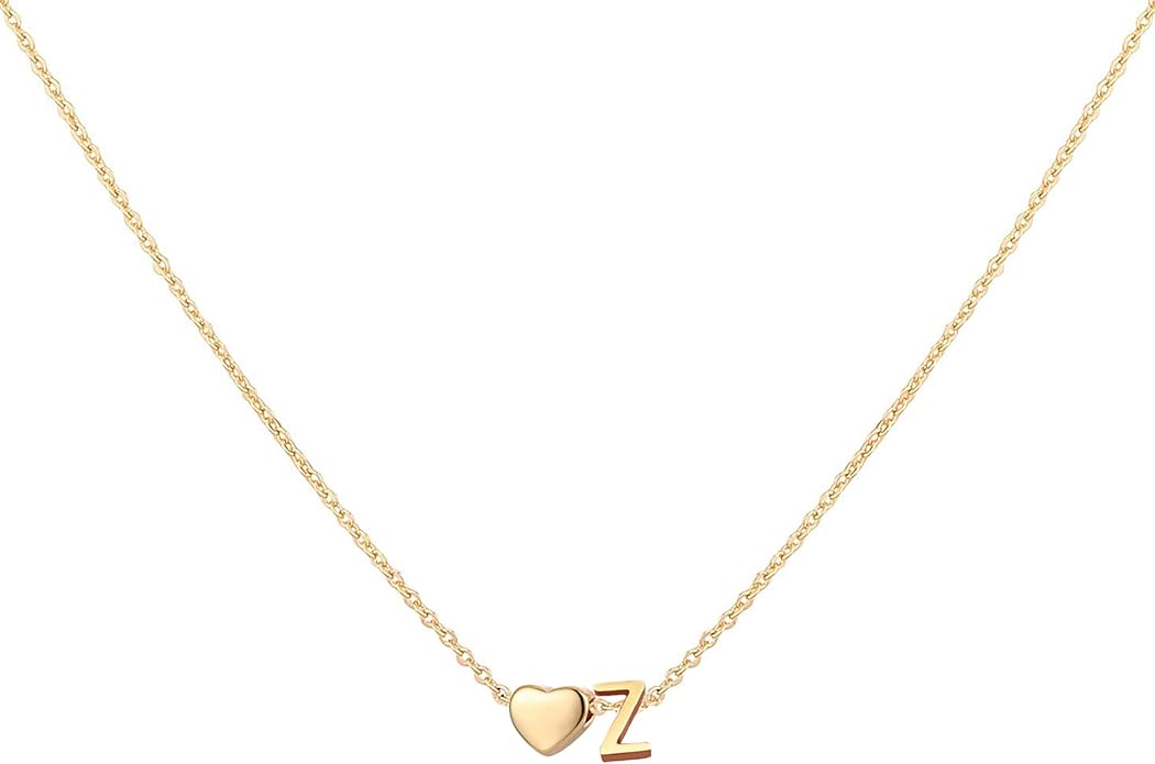 Initial Heart Necklace 18K Gold Plated Stainless Steel Tiny Heart Letter Necklace Personalized Monogram Name Necklace for Women