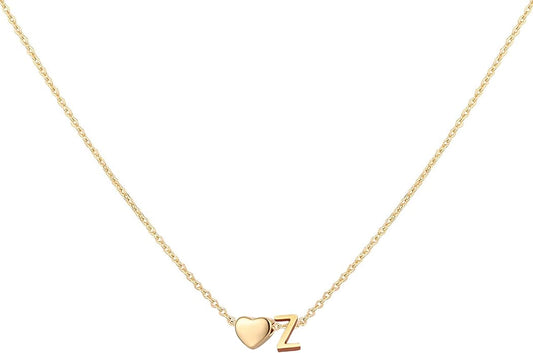 Initial Heart Necklace 18K Gold Plated Stainless Steel Tiny Heart Letter Necklace Personalized Monogram Name Necklace for Women