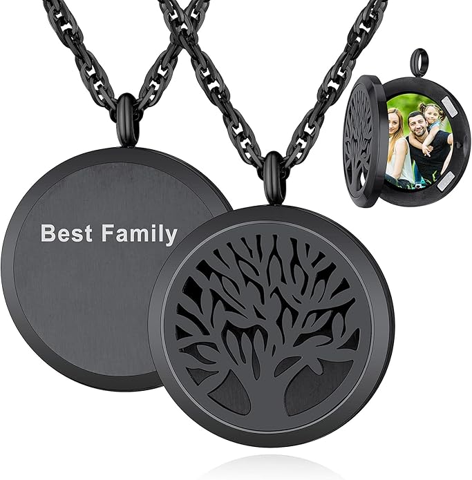 Supcare Locket Necklace That Holds Pictures-Engraved Photo Pendant Custom Jewellery Gifts for Men Women (with Jewellery Gift Box)
